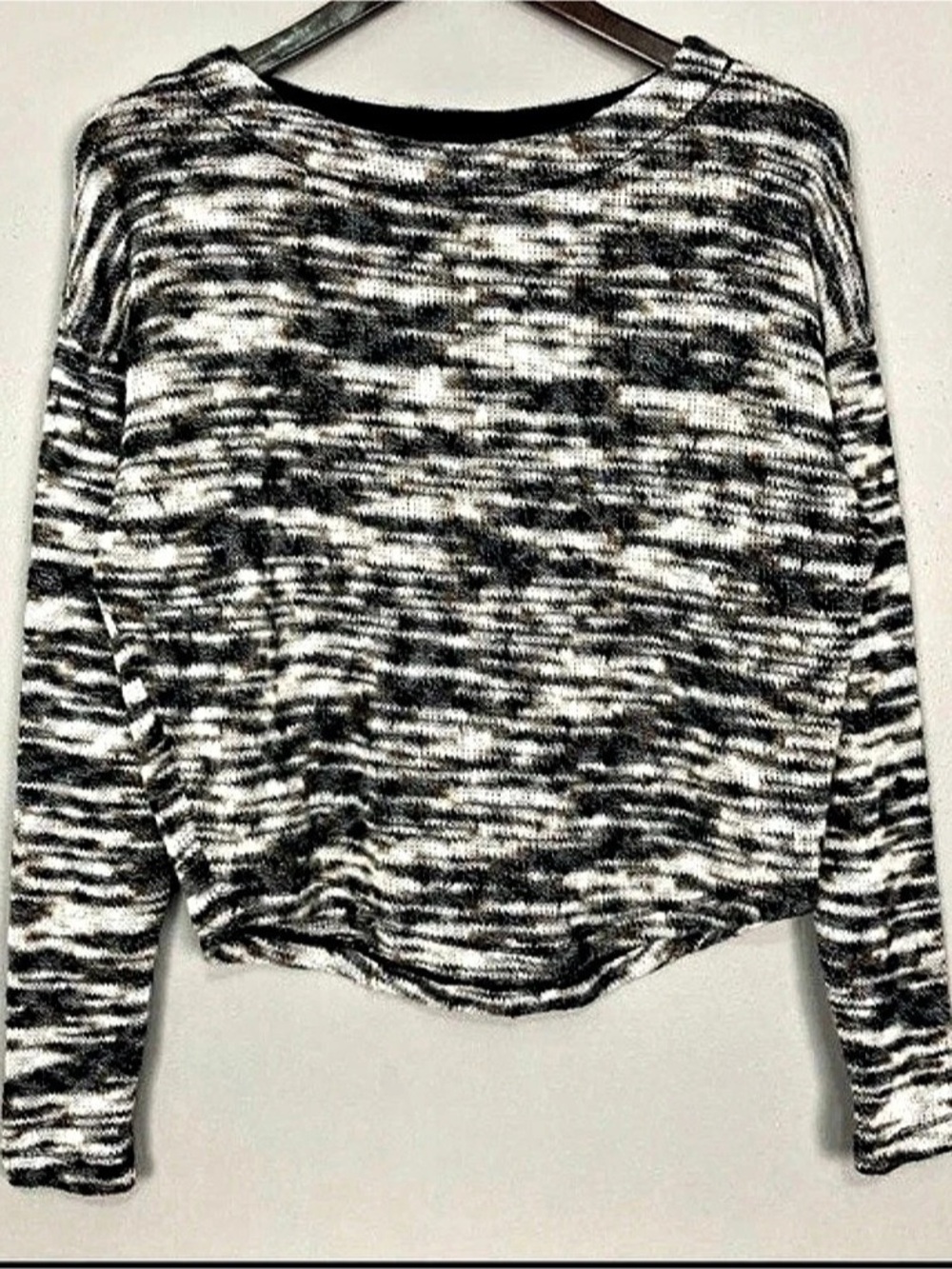 Anthropologie Marled Space Dye Boxy Sweater Curved Hem XL